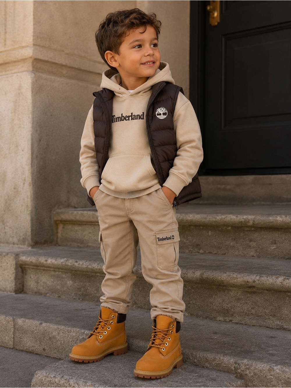 Timberland Kids Tan Cargo Joggers with Logo